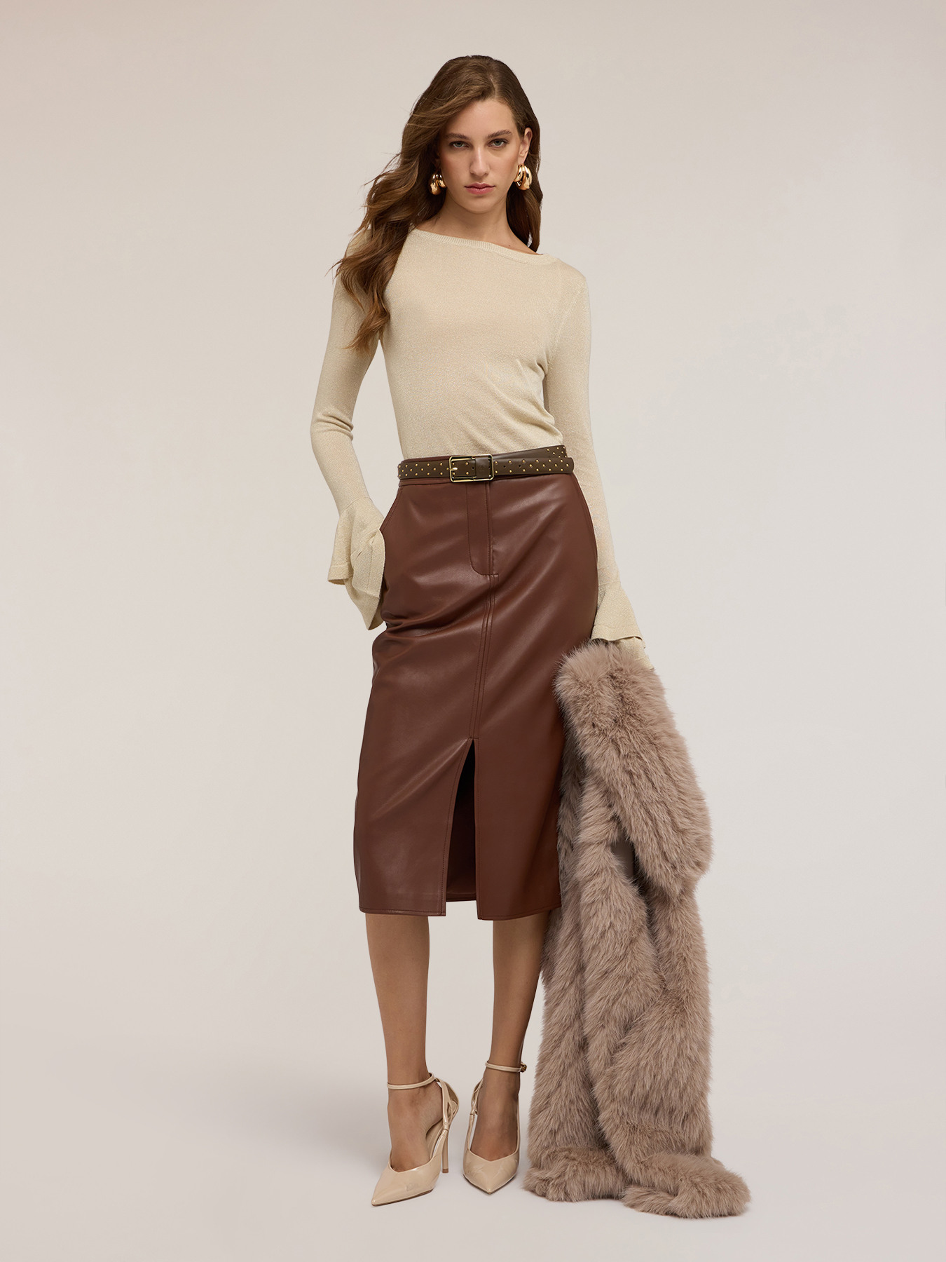 Lurex sweater with ruffled sleeves image number 2