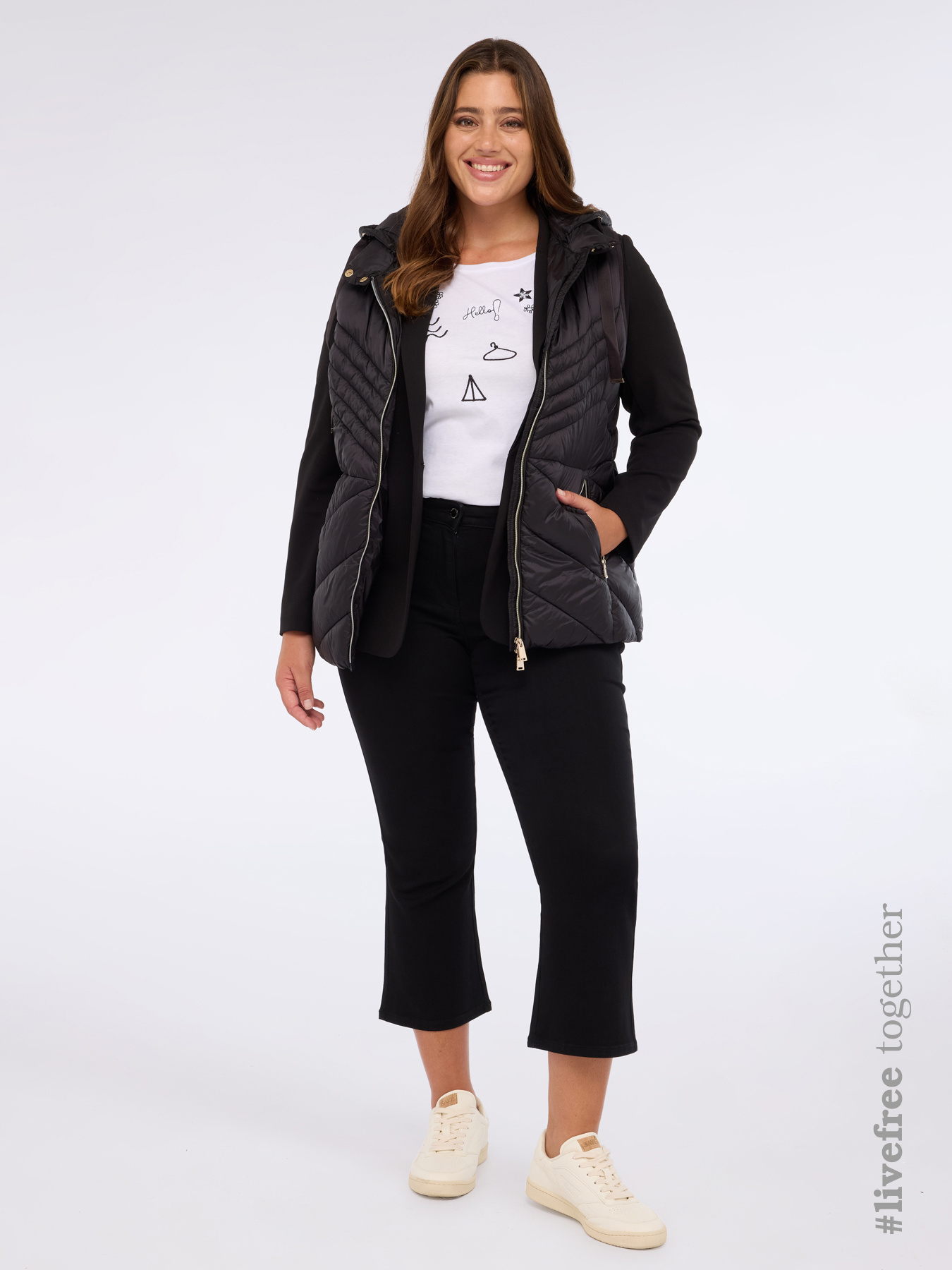 Piumino smanicato con cappuccio e imbottitura Sorona® Aura image number 0