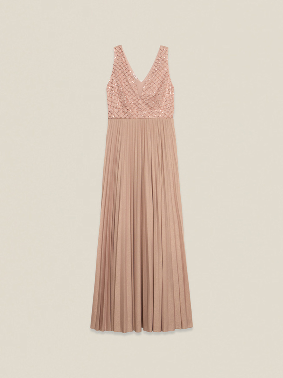 Long dress with embroidered bodice