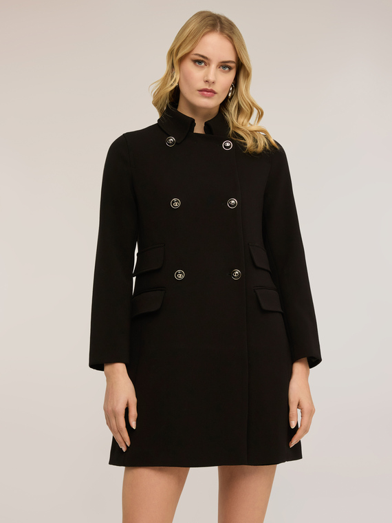 Double-breasted polyviscose coat