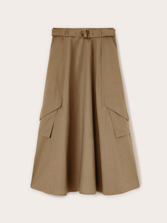 Cotton poplin cargo skirt