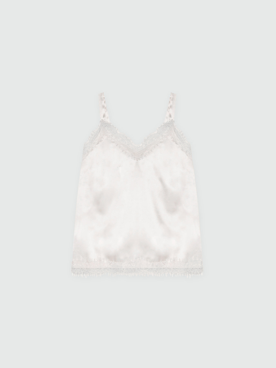 Top in raso con pizzo