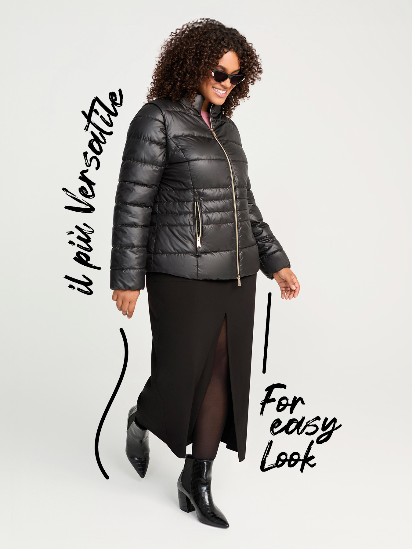 Quilted puffer jacket with high collar image number 0