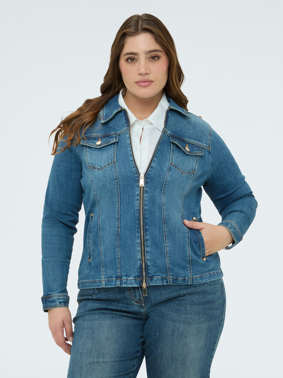 Denim jacket with zip