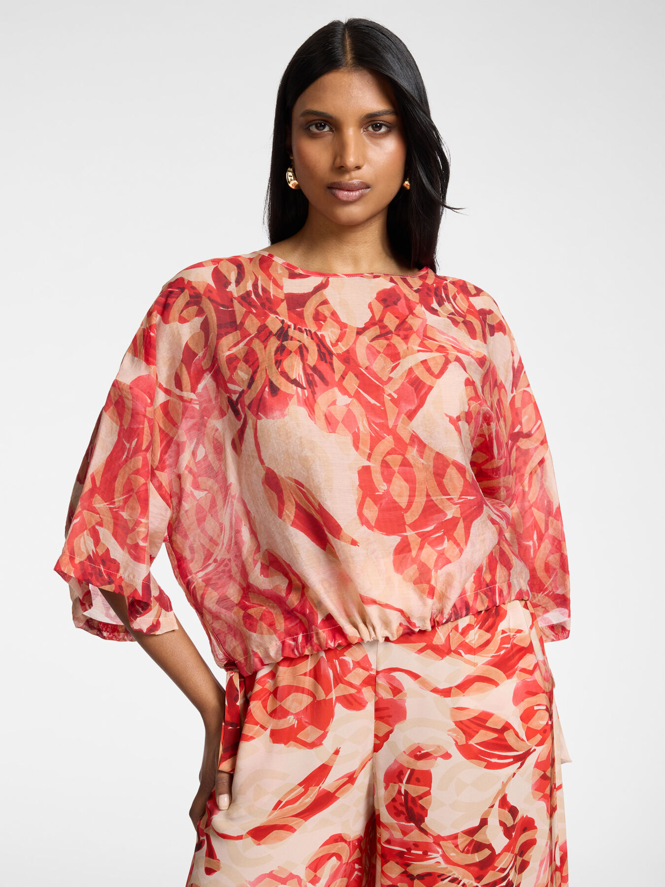 Printed blouse with ties image number 0