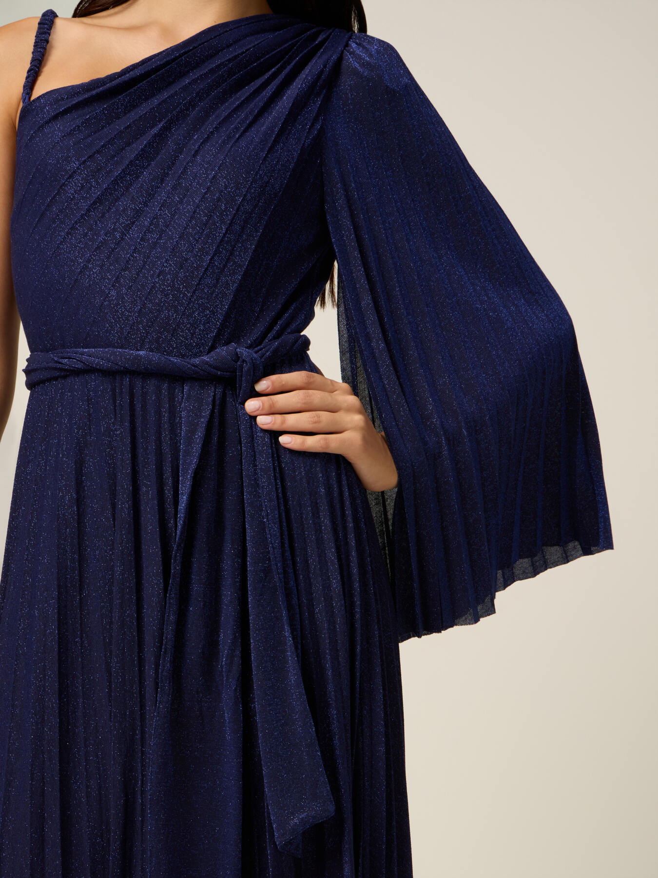 Vestito monospalla in jersey lurex image number 2