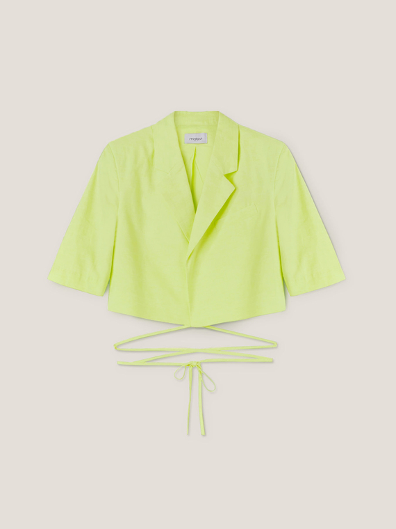 Kurze Jacke aus Leinen/Baumwolle mit Bändern
