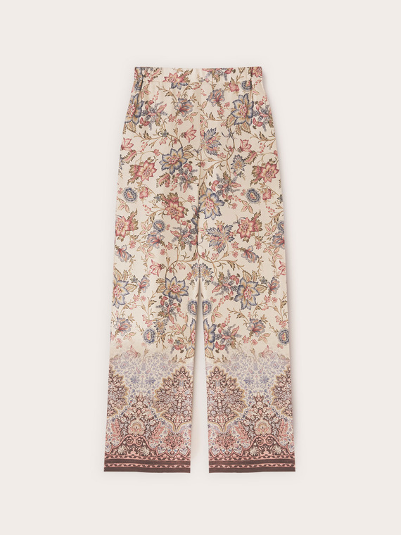Pantaloni palazzo din satin de viscoză