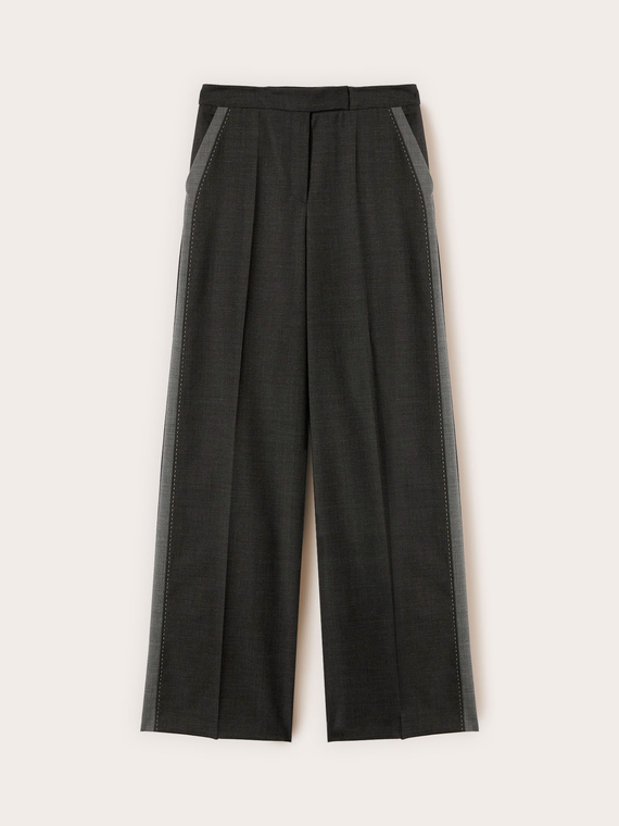Pantalon palazzo avec bande lat&eacute;rale