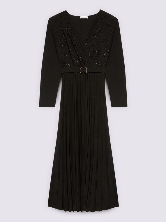 Kleid mit Plisseerock und Gürtel