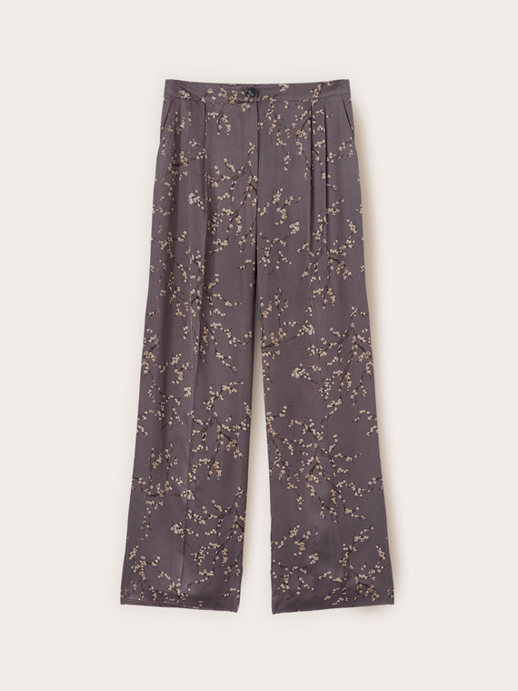 Pantaloni palazzo din twill de viscoză cu imprimeu floral