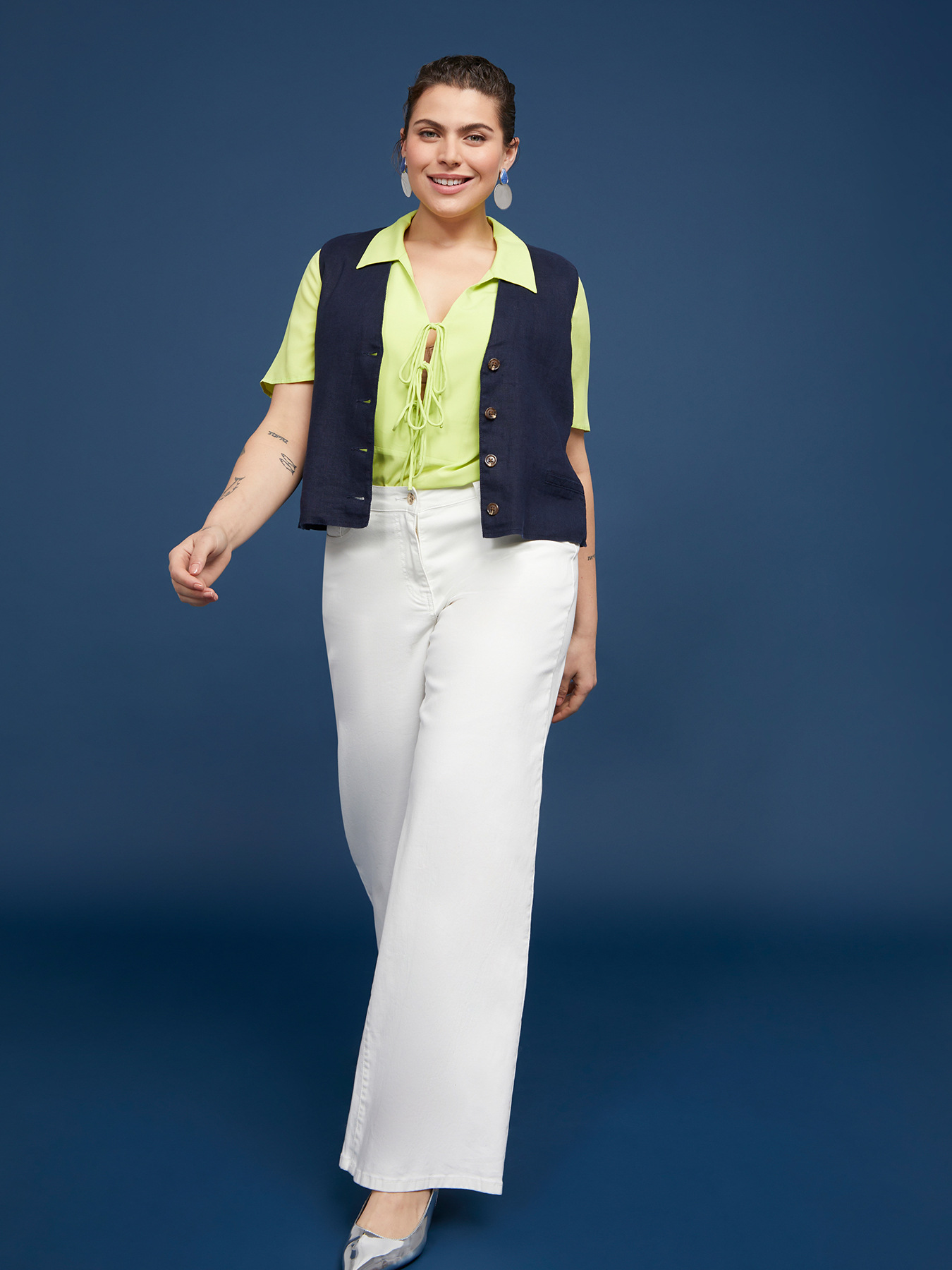 Jeans mit weitem Bein aus Baumwolle image number 0