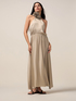 Long satin dress with flower image number 4