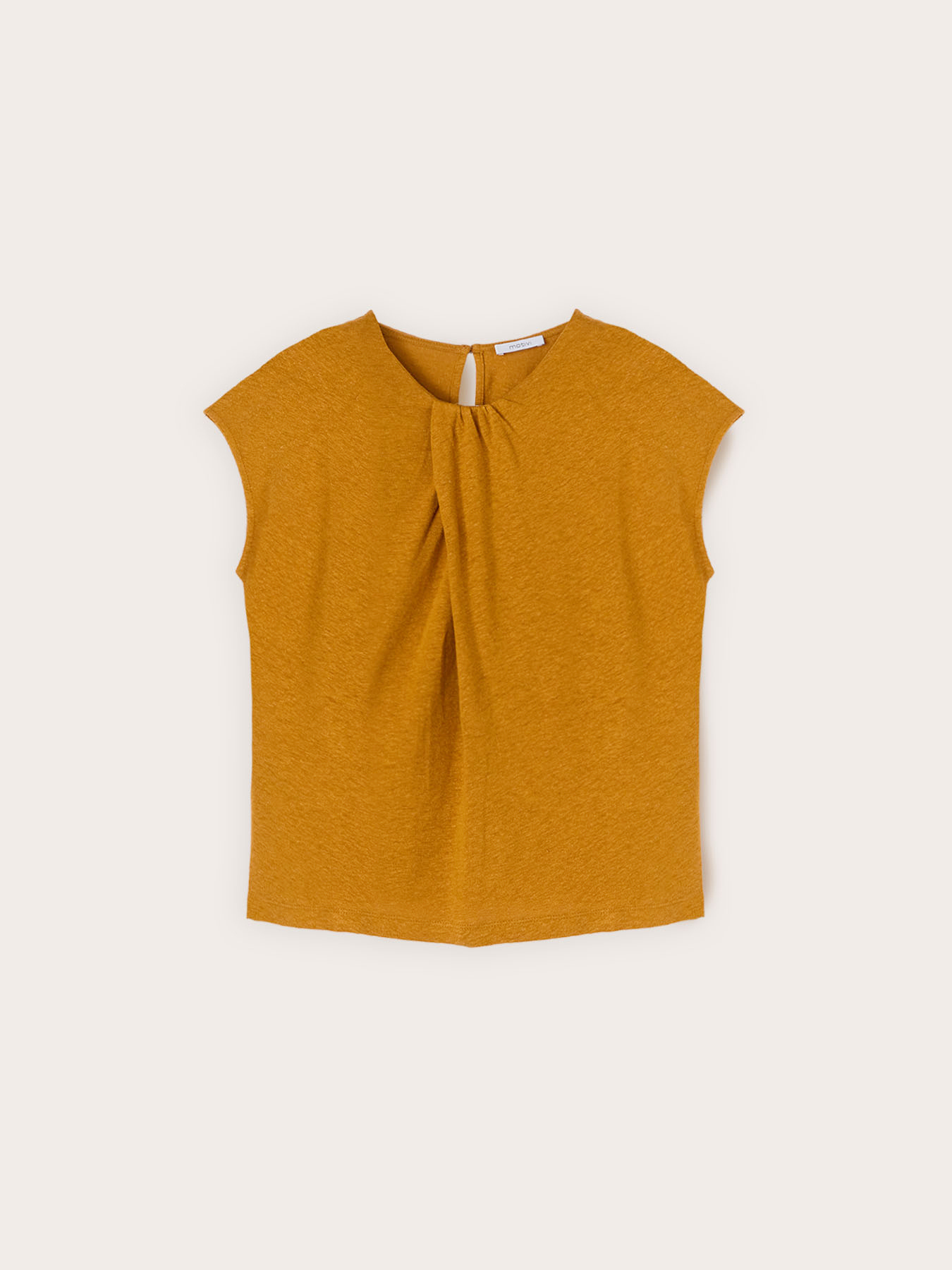 Tricou din amestec de in cu drapaj image number 4