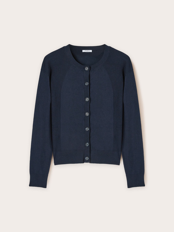 Cardigan con raglan a coste