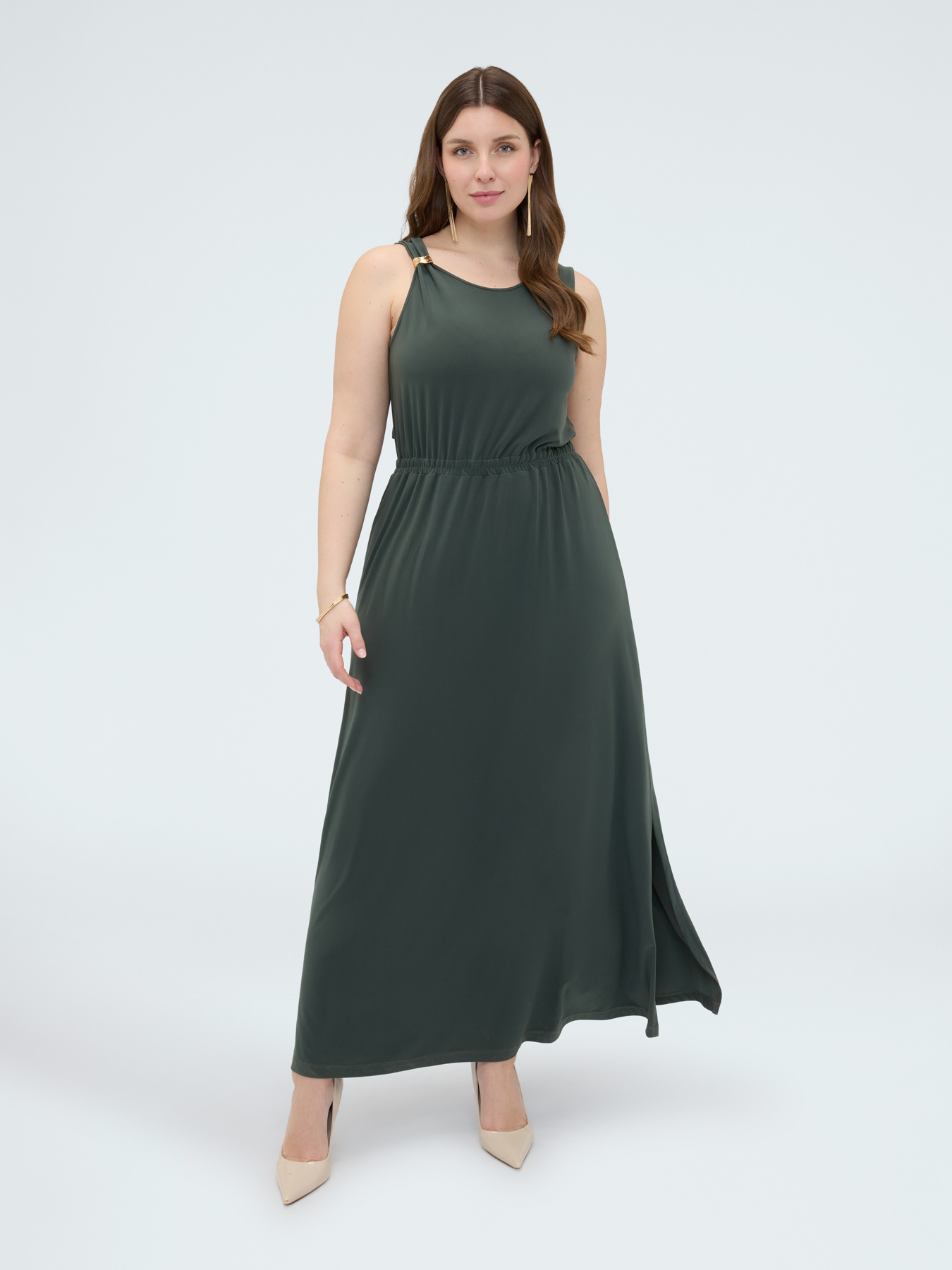 Long jersey dress with back neckline image number 2