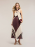 Long dress in pleated georgette with print image number 0