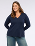 V-neck sweater with buttons on the cuffs image number 0