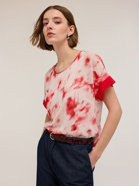 Blouse en georgette avec imprimé chiné
