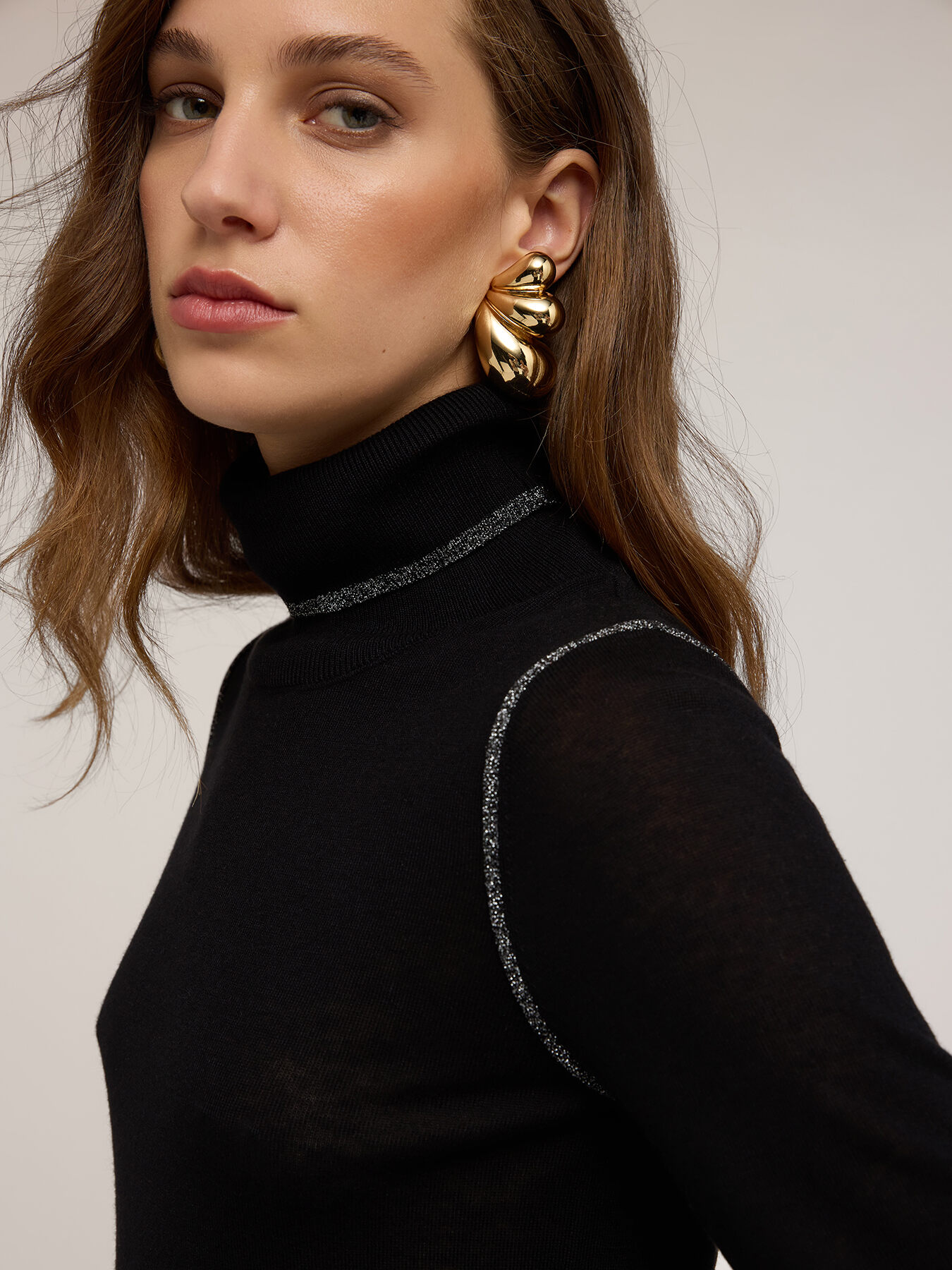 Jersey de cuello alto mezcla de seda image number 3