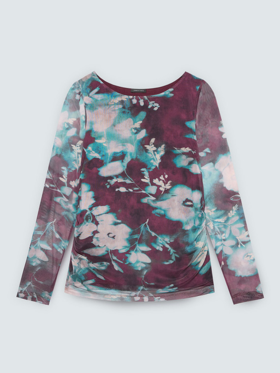 T-Shirt aus T&uuml;ll mit Blumendruck