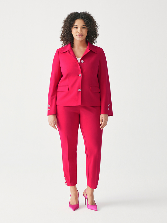 New York trousers in crepe scuba fabric with jewel buttons
