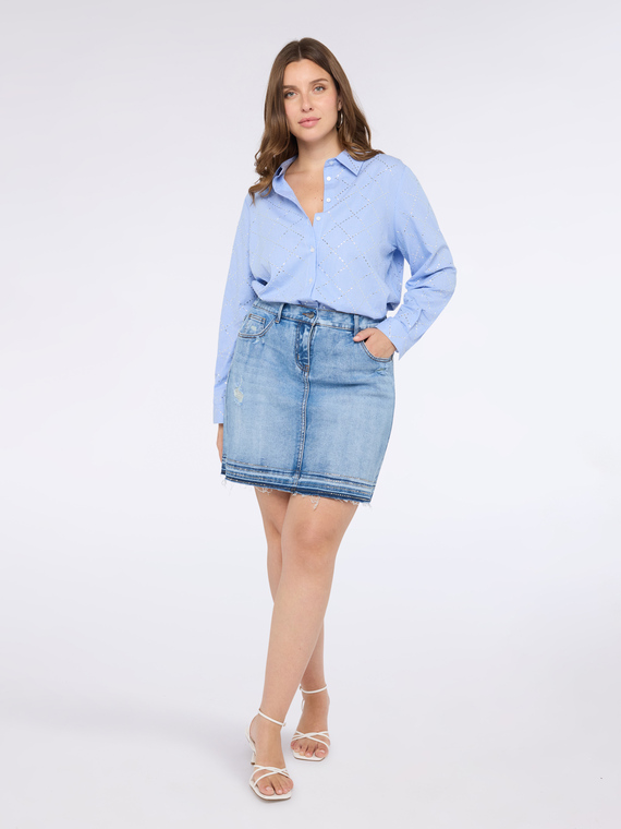 Cotton shirt with diamond embroidery