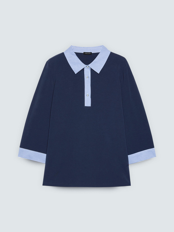 Two-tone polo neck t-shirt