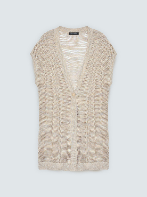 Maxi-Weste aus durchbrochener Strickware