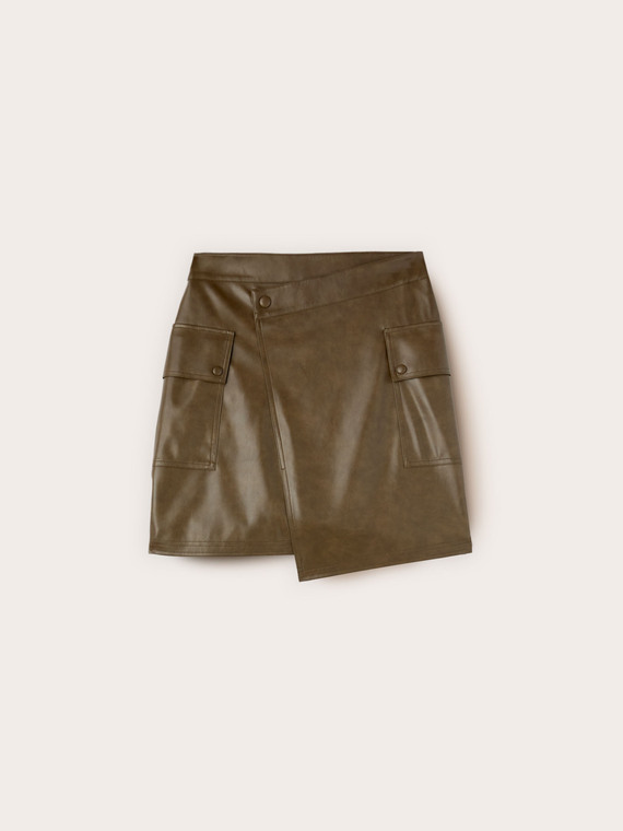 Shirt with tie in coated fabric