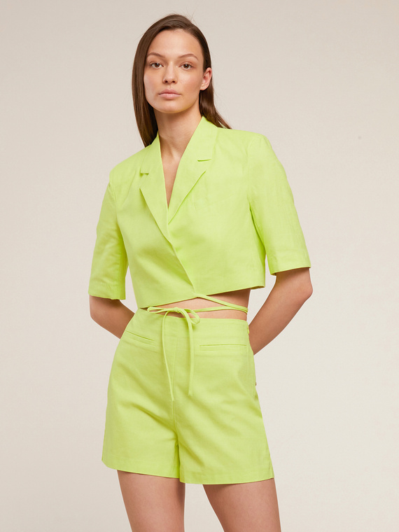 Kurze Jacke aus Leinen/Baumwolle mit Bändern