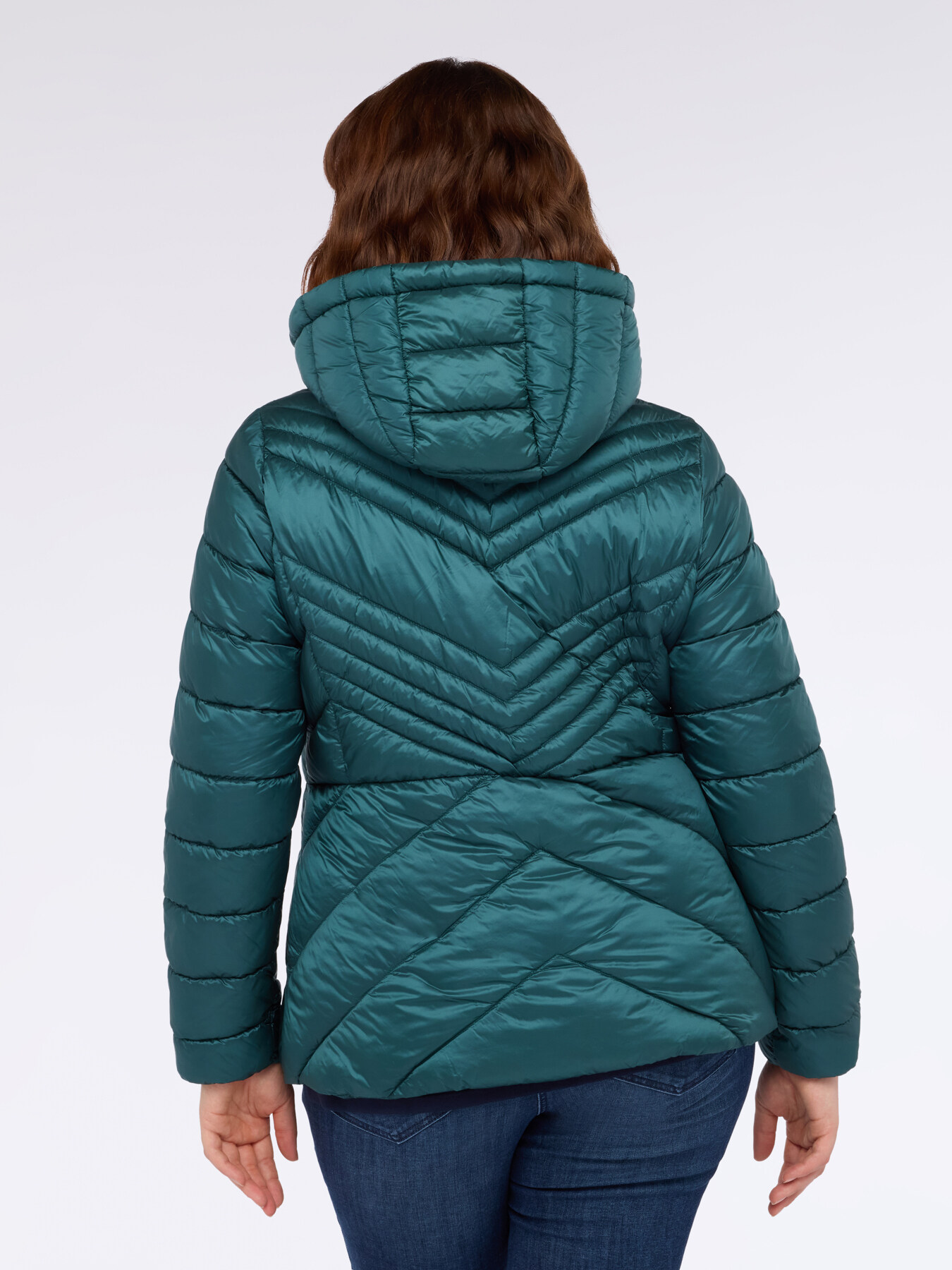 Gesteppte Daunenjacke mit Chevron-Muster und Kapuze image number 1