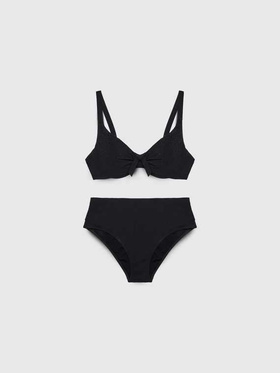 Bikini mit Schleife und Ton-in-Ton-Kristall
