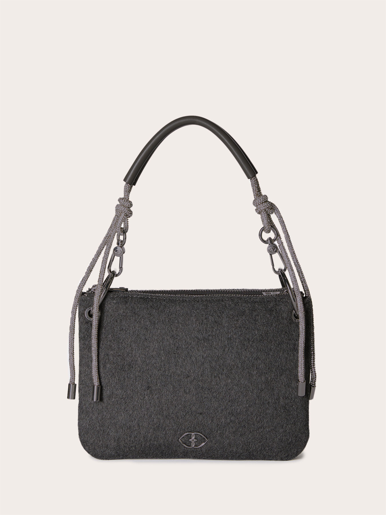 Borsa twins in tessuto spalmato e panno image number 1