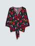 Bluse mit Blumendruck aus Viskose mit Knotendetail image number 5