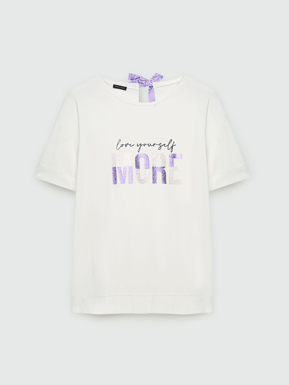 T-Shirt mit Motivationsschriftzug und Schleife