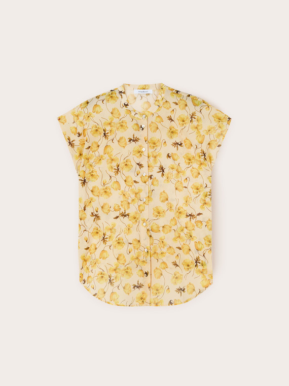 Chemise à col mao avec imprimé floral