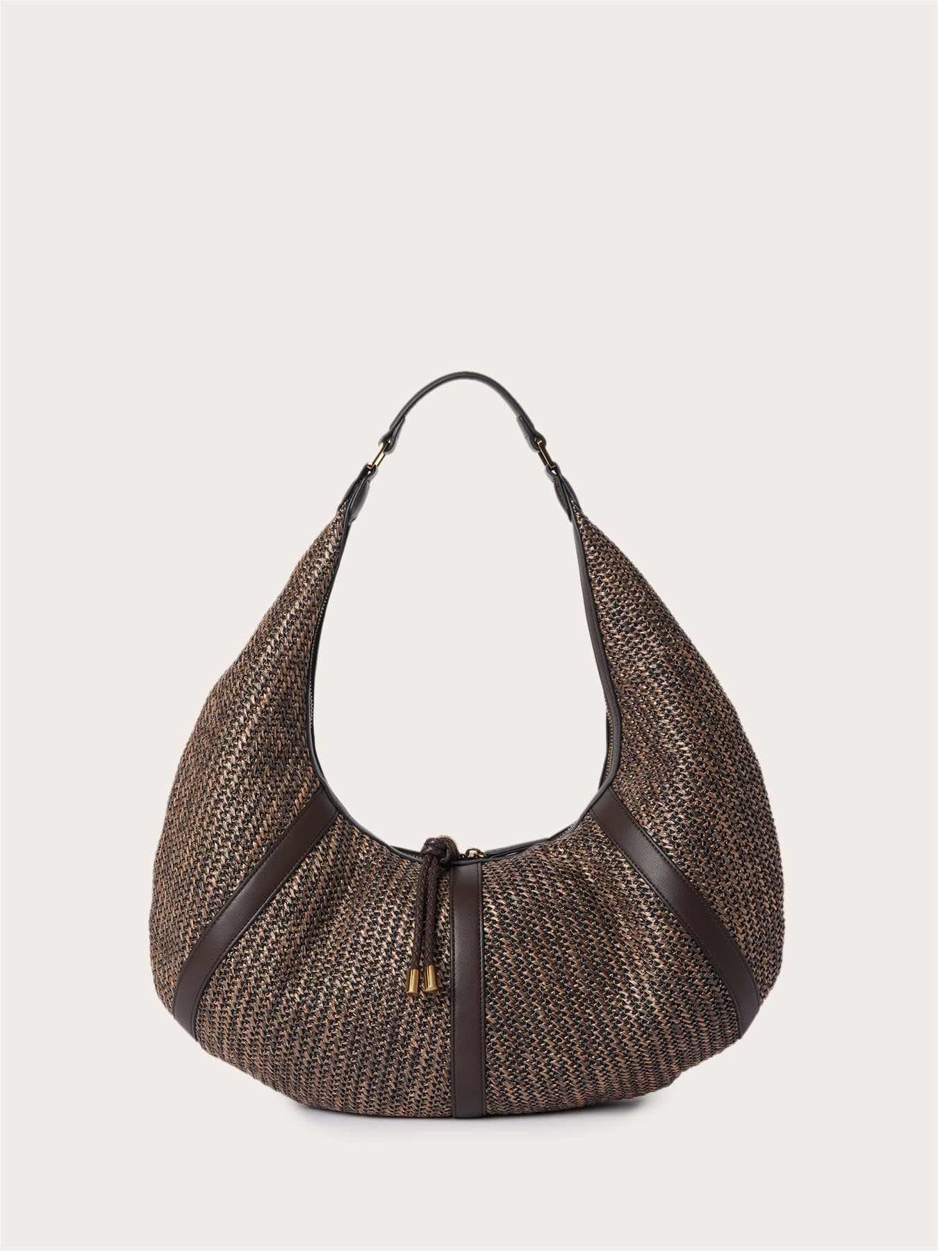 Woven hobo crossbody bag with tassels image number 1