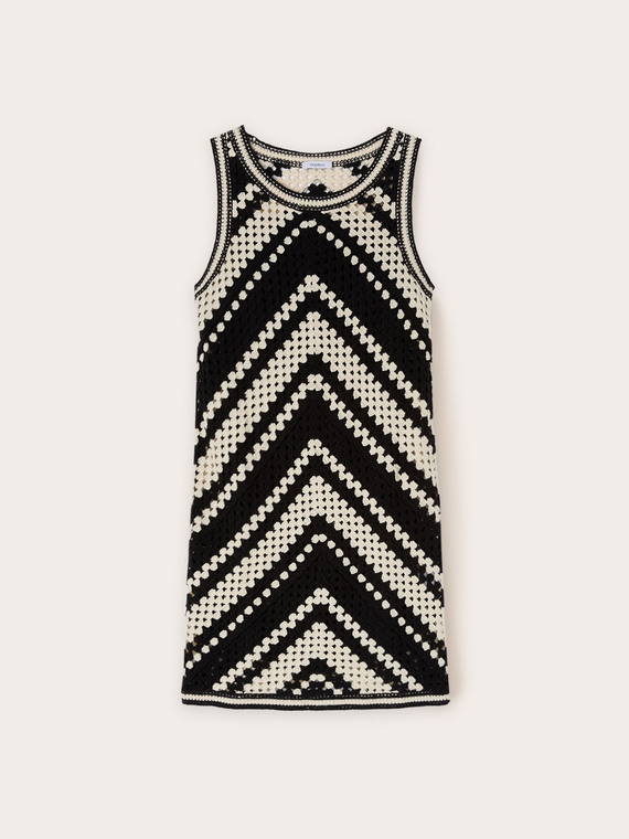Vestito corto in maglia crochet