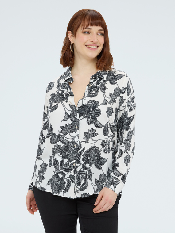 Hemd aus Satin mit Blumendruck