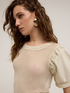 Maglia traforata con maniche in popeline image number 3