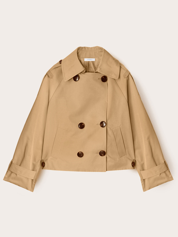 Kurzer zweireihiger Trenchcoat