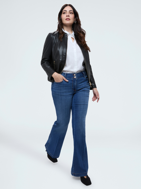 Bikerjacke mit geflochtenen Details und Stretch-Eins&auml;tzen