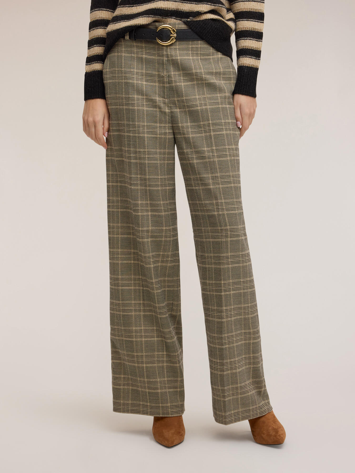 Pantalon palazzo en fil teint &agrave; carreaux image number 2