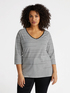 T-shirt a righe con strass image number 2