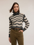 Heavy knit striped turtleneck sweater image number 3