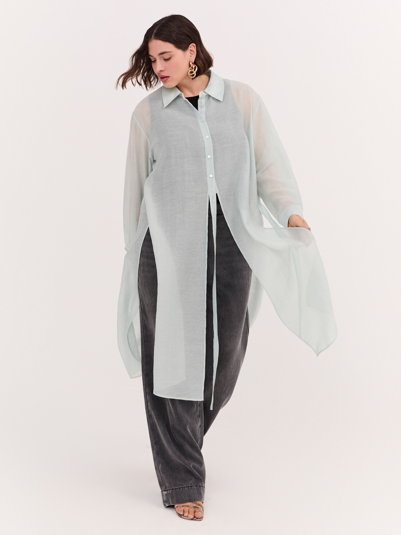 Camisa larga con lazos image number 3