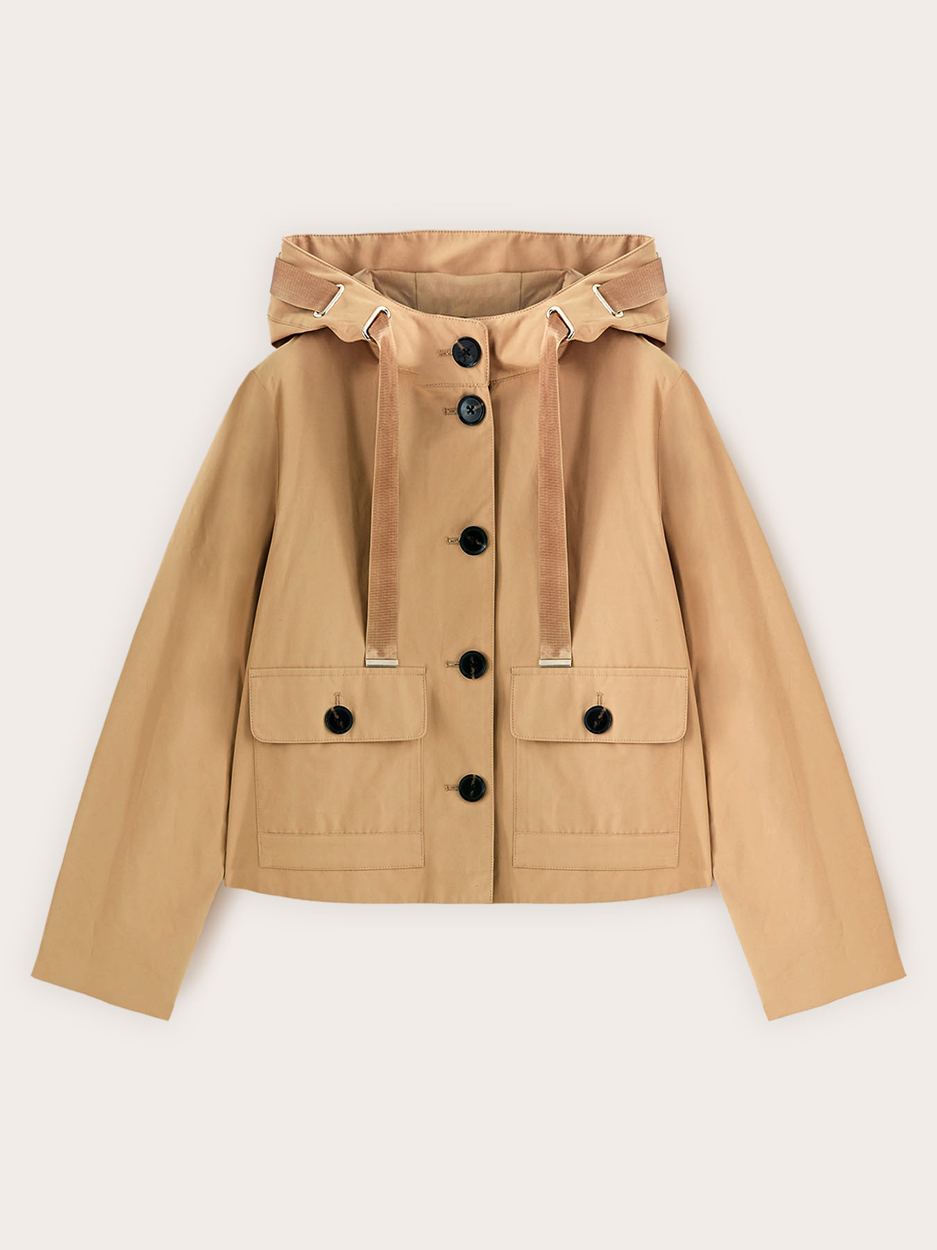 Short mixed cotton parka with hood image number 4