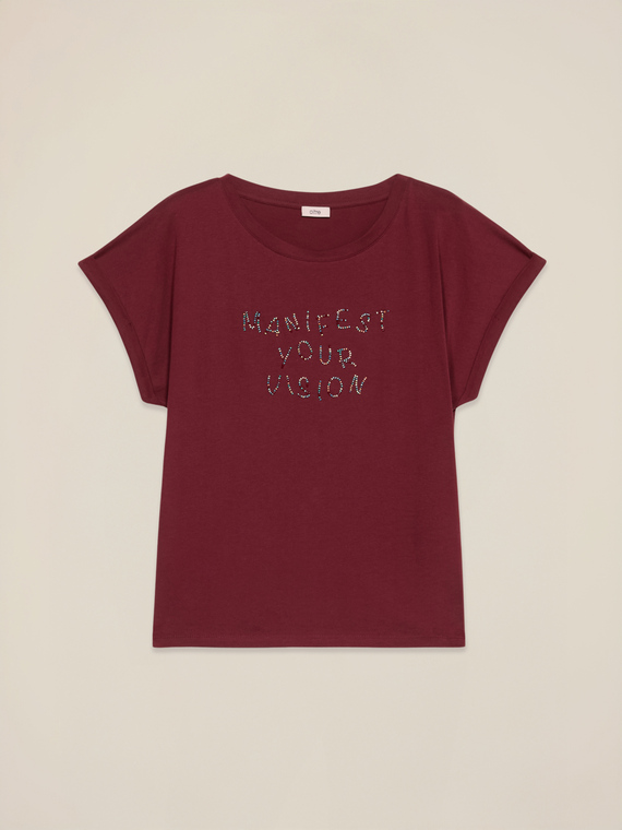 Tricou din jerseu cu broderie cu litere