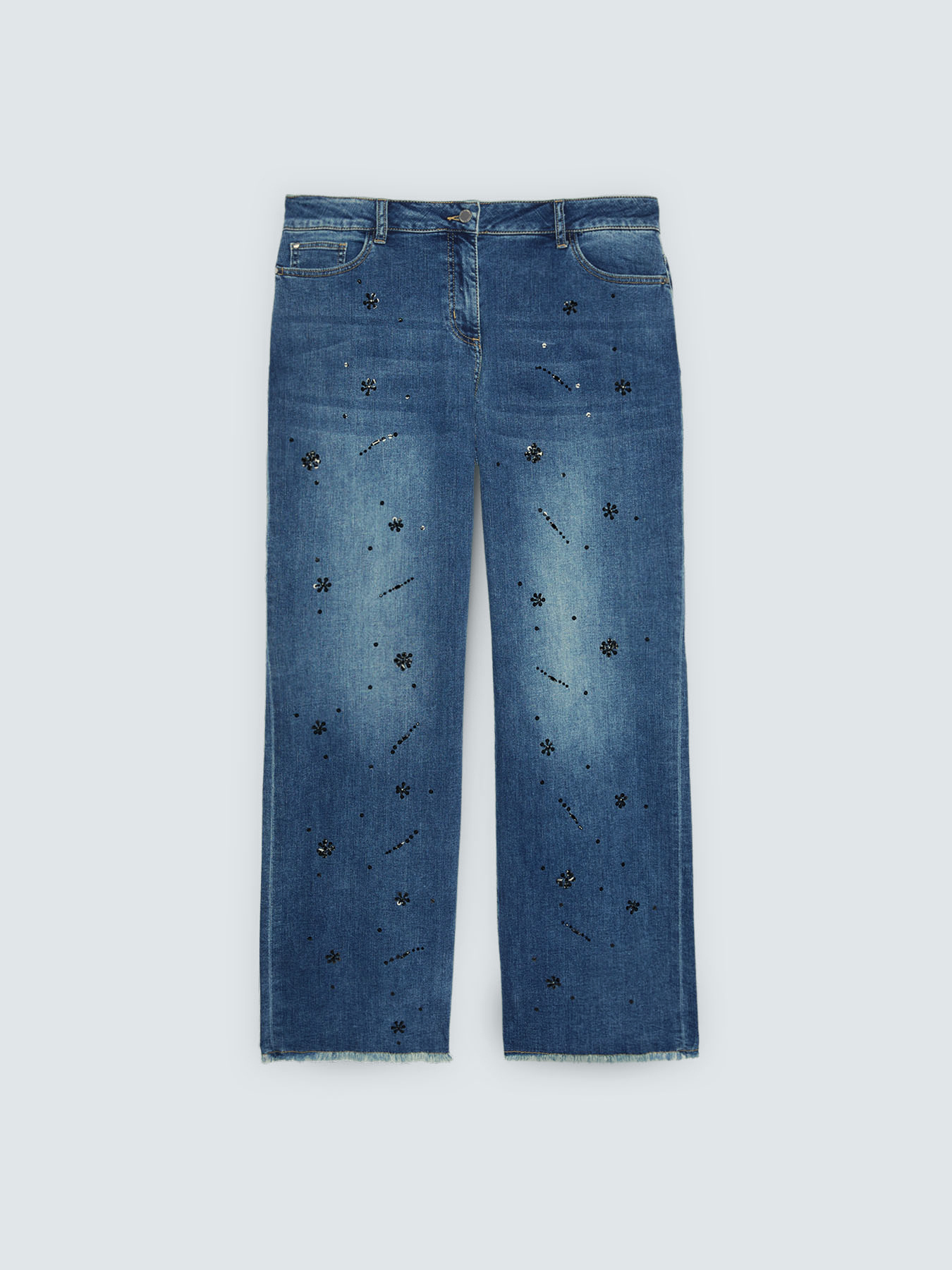 Straight Leg Jeans with decorative appliqu&eacute;s image number 4